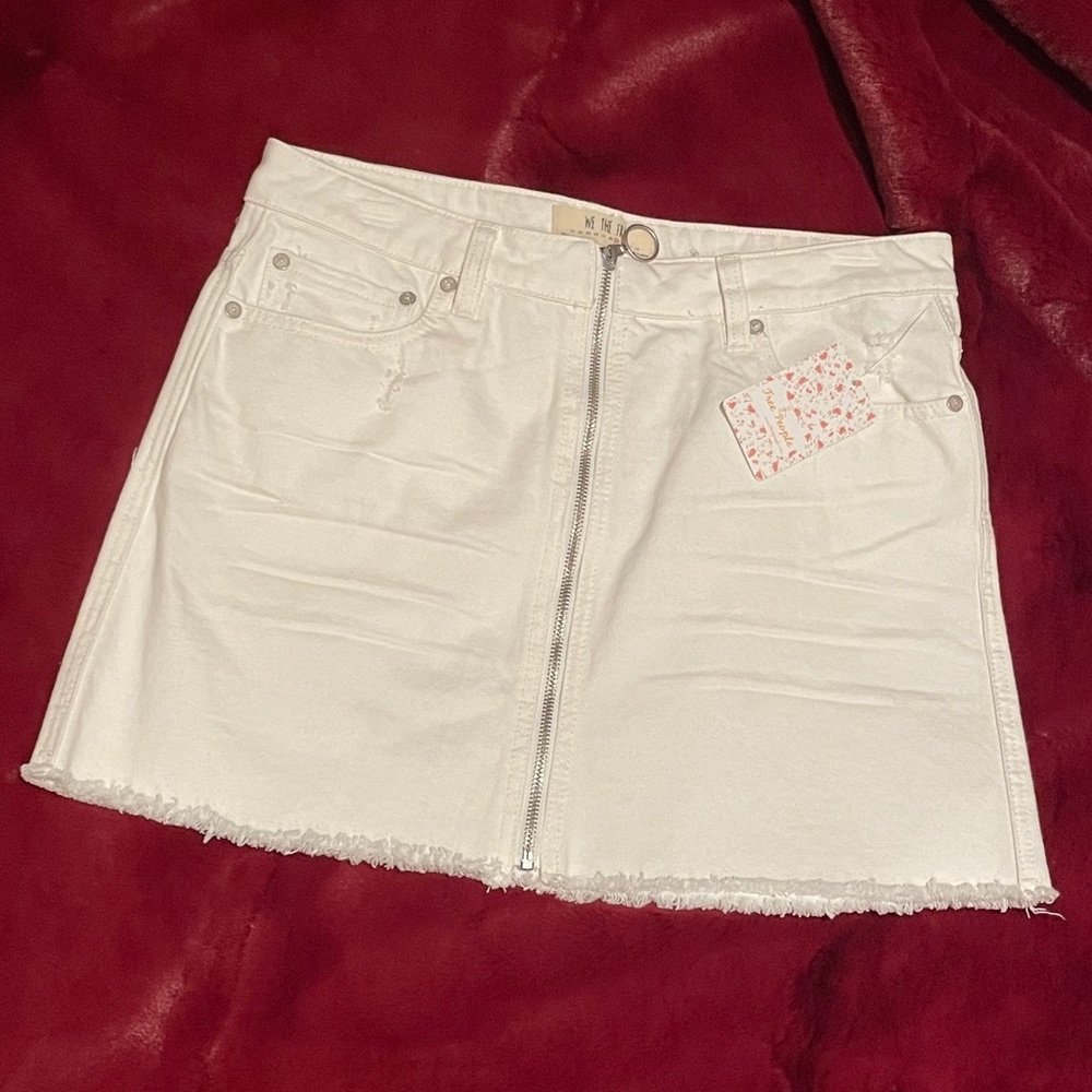 Free People white denim mini skirt - Picture 6 of 12